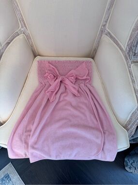 Juicy  Couture Vintage Light Pink Cover Up Terry Cloth Strapless Bow Dress